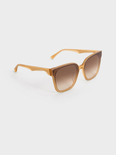 Freya Recycled Acetate Square Sunglasses, Toffee, hi-res