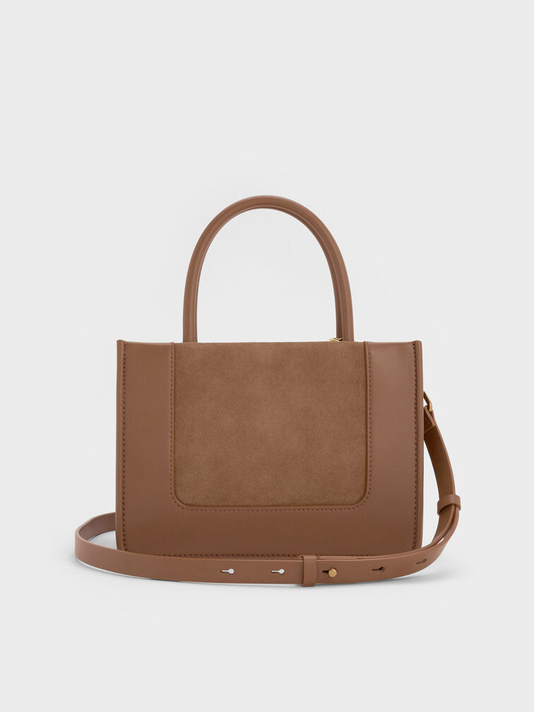 T&uacute;i tote phom chữ nhật Mini Daylla, N&acirc;u mocha, hi-res