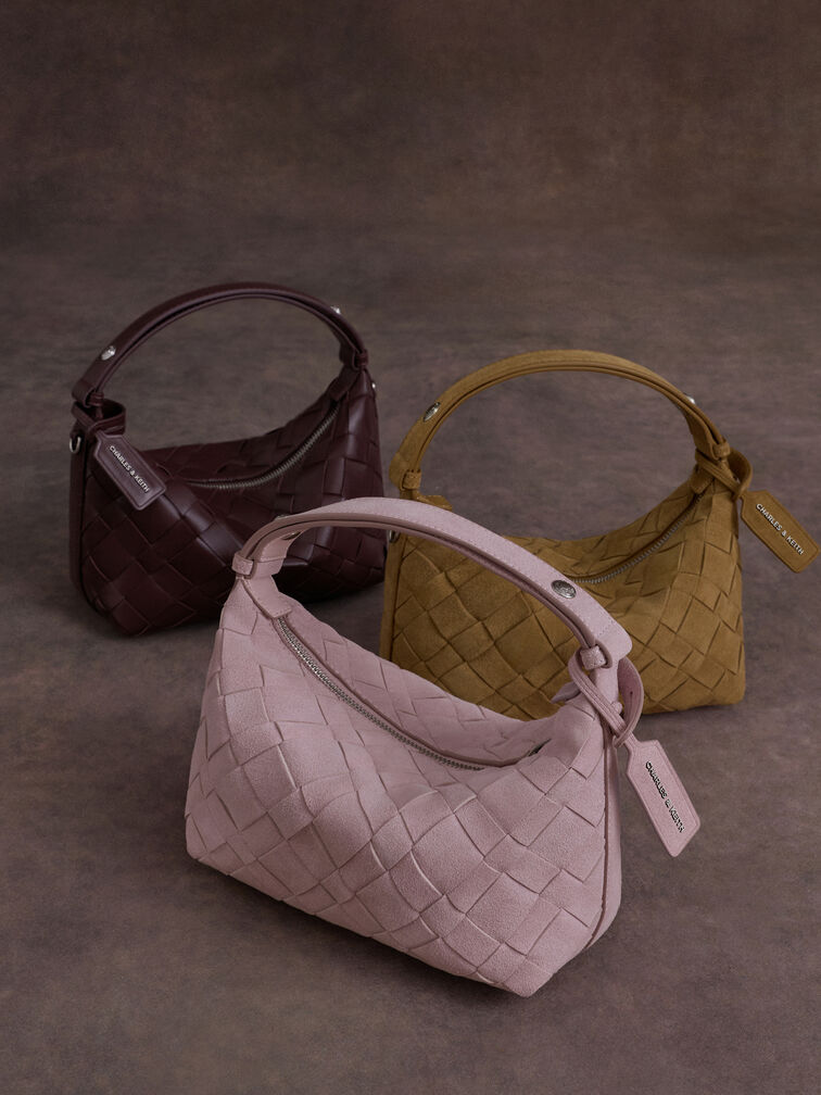 Ivette Woven Shoulder Bag, Wineberry Red, hi-res