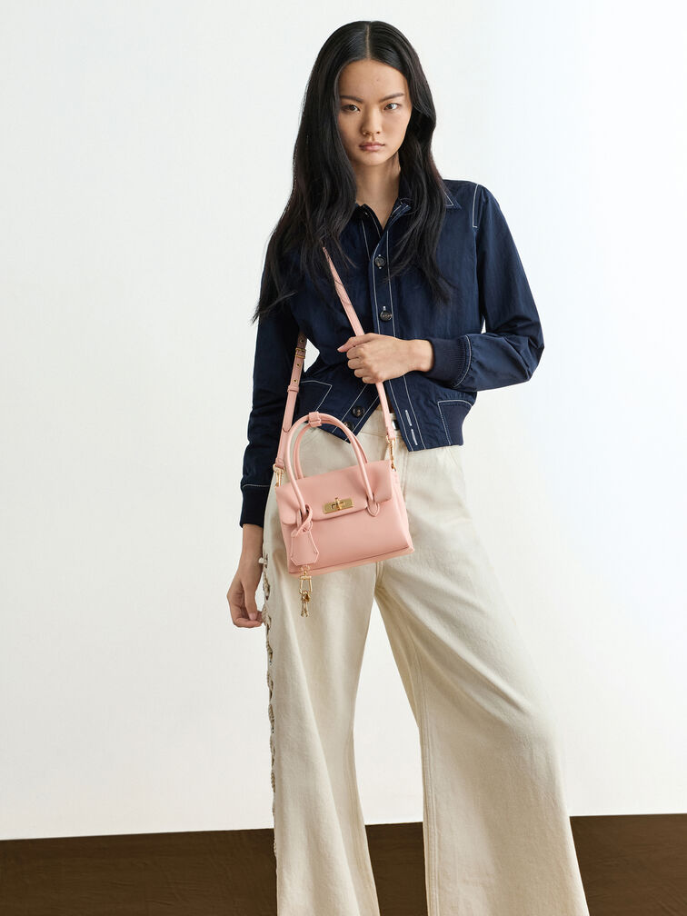 Mini Kerry Turn-Lock Tote Bag, Pink, hi-res