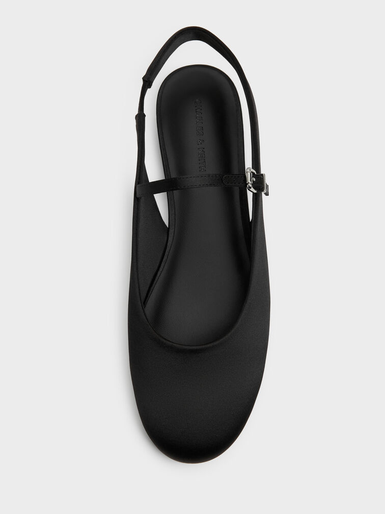 Gi&agrave;y sandals đế bệt Imani Satin, Đen họa tiết, hi-res