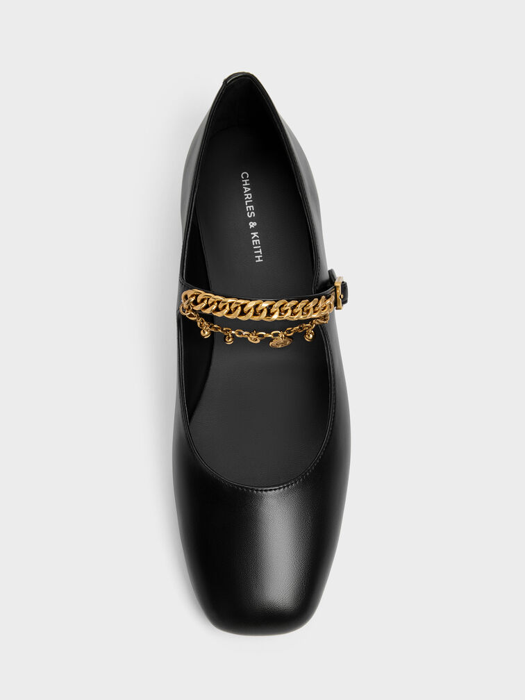 Gi&agrave;y b&uacute;p b&ecirc; đế bệt Double-Chain Charm đen, Đen, hi-res