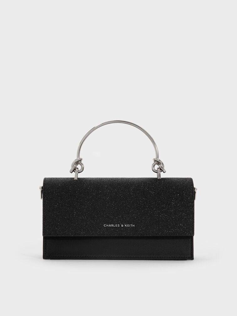 Kristine Glittered Wallet On Chain, Noir, hi-res