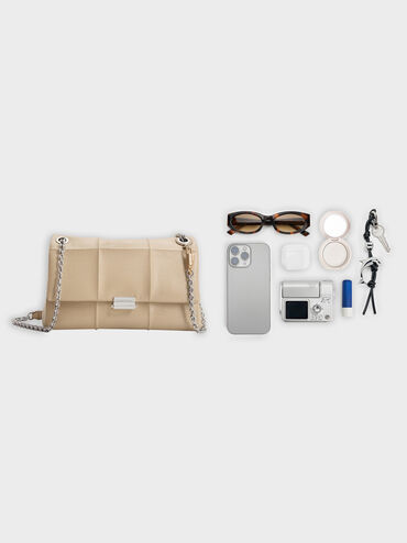 T&uacute;i đeo vai nắp gập Delfina, Sand Beige, hi-res