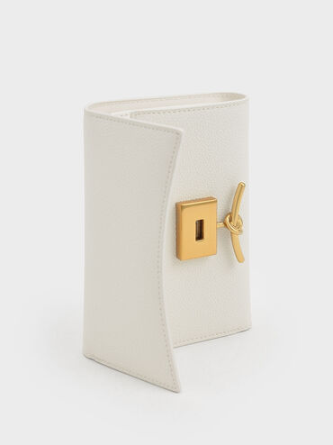 Huxley Metallic-Accent Front Flap Wallet, Cream, hi-res