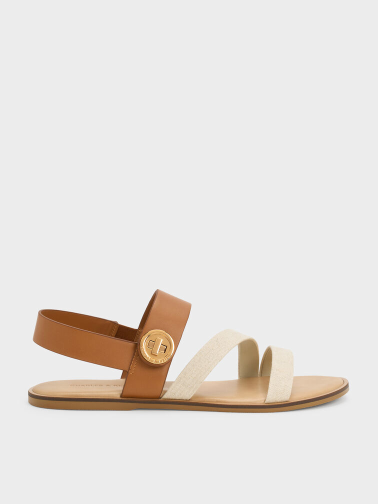 Gi&agrave;y sandals Yara Turn Lock Strappy, V&agrave;ng caramel, hi-res