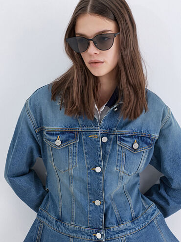 Ginny Cat-Eye Sunglasses, Noir, hi-res