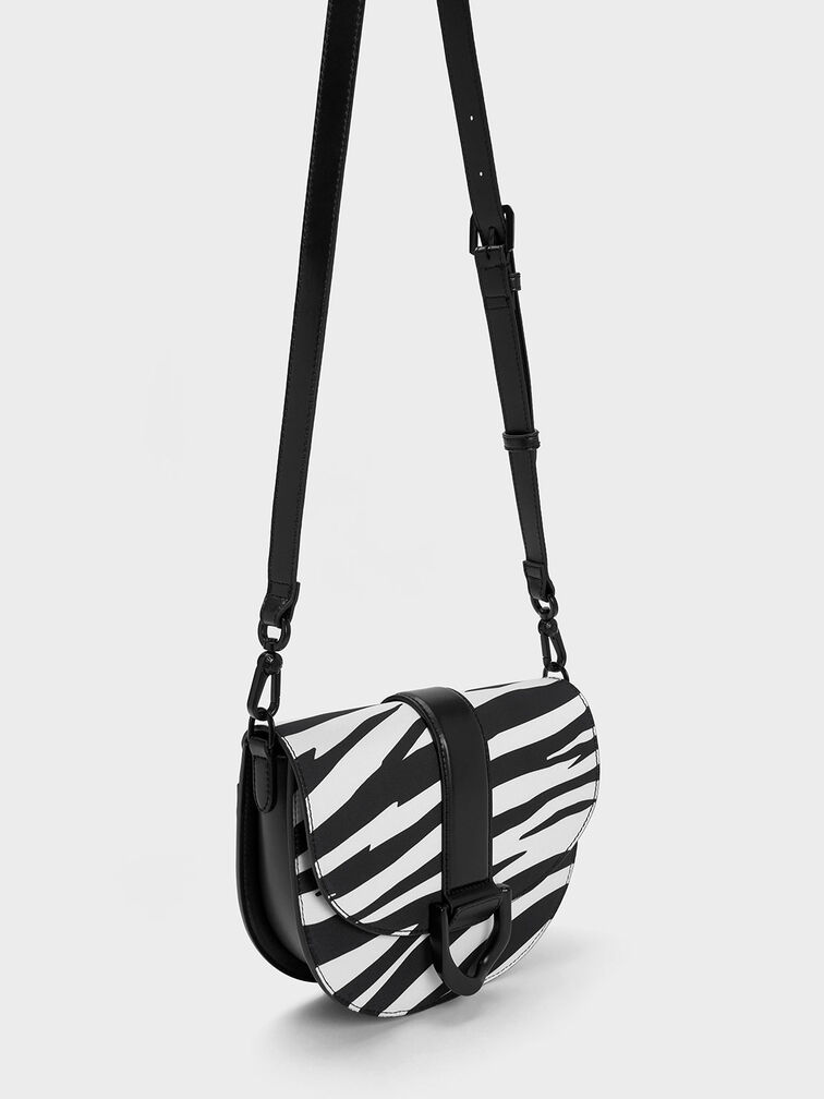Túi đeo vai  Zebra Print Gabine Saddle, Đen, hi-res