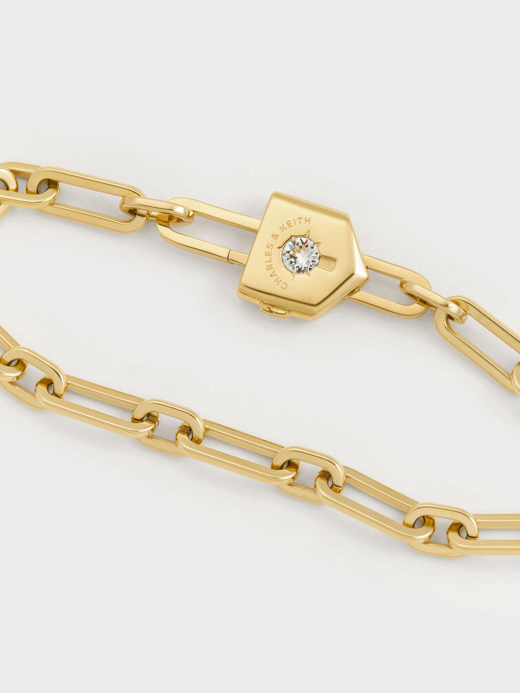 Lownyn Crystal-Lock Chain Bracelet, Gold, hi-res