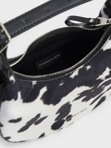 Vega Furry Cow-Print Hobo Bag, Multi, hi-res