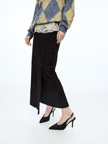 Emelia Faux Suede Slingback Pumps, Black Textured, hi-res