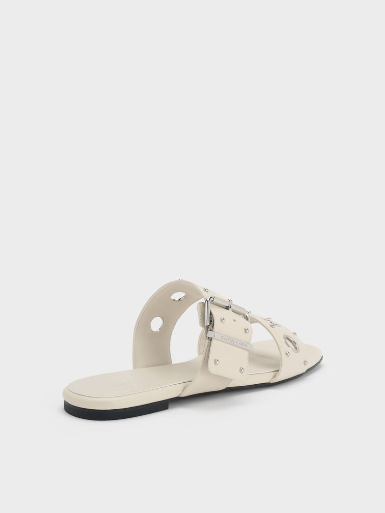 Grommet Buckled Slides, Chalk, hi-res