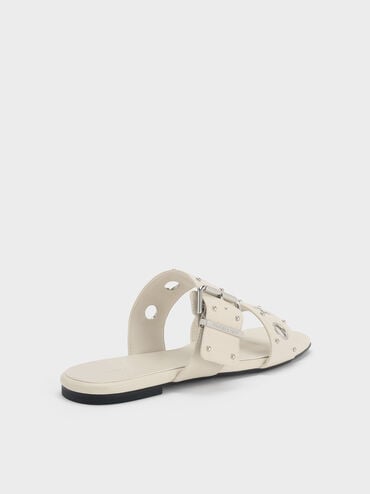 Grommet Buckled Slides, Chalk, hi-res