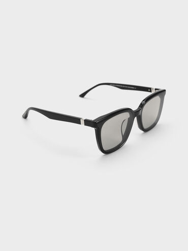Maude Recycled Acetate Square Sunglasses, Black, hi-res