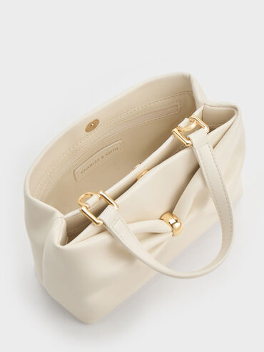 Halsey Ruched Top Handle Bag, Cream, hi-res