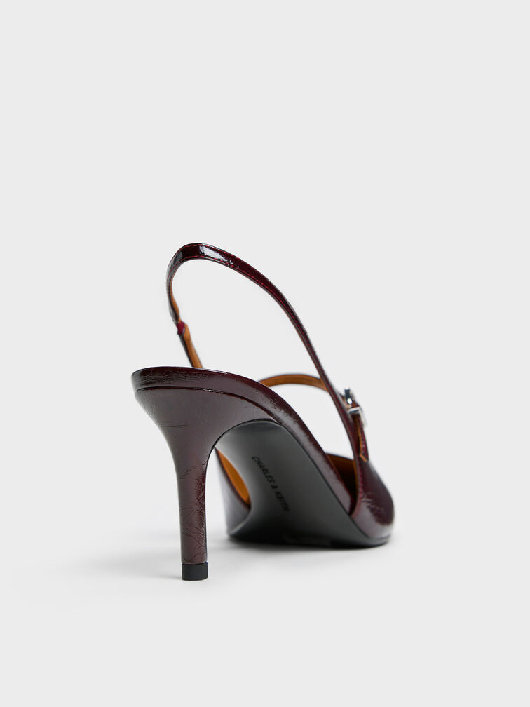 Pointed Slingback Mary Jane Pumps, Burgundy, hi-res