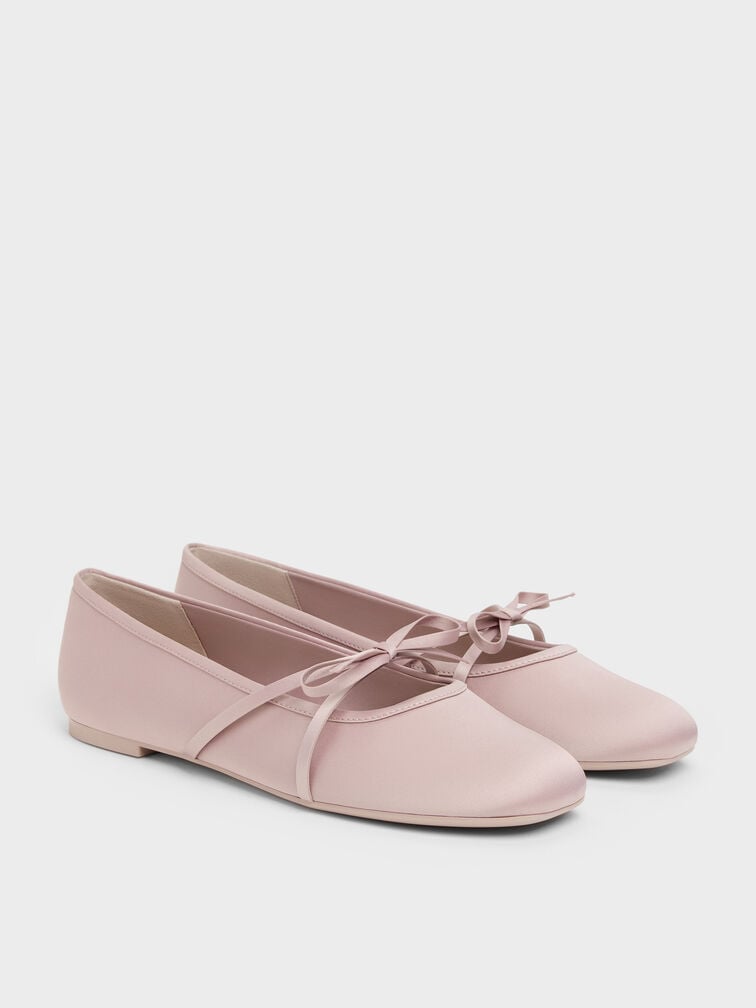 Gi&agrave;y b&uacute;p b&ecirc; mũi vu&ocirc;ng Satin Bow, Hồng, hi-res