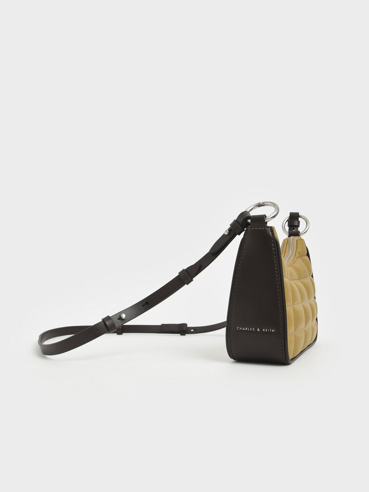 Túi đeo vai chữ nhật Quilted Chain, Cát, hi-res