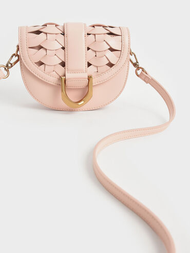 T&uacute;i đeo vai Mini Gabine Woven, Hồng nhạt, hi-res