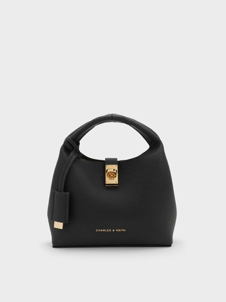 Mini Chance Turn-Lock Bucket Bag, Black, hi-res