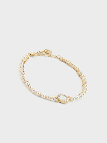 V&ograve;ng đeo tay Pearl & Gemstone, Trắng, hi-res