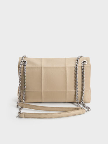 T&uacute;i đeo vai nắp gập Delfina, Sand Beige, hi-res