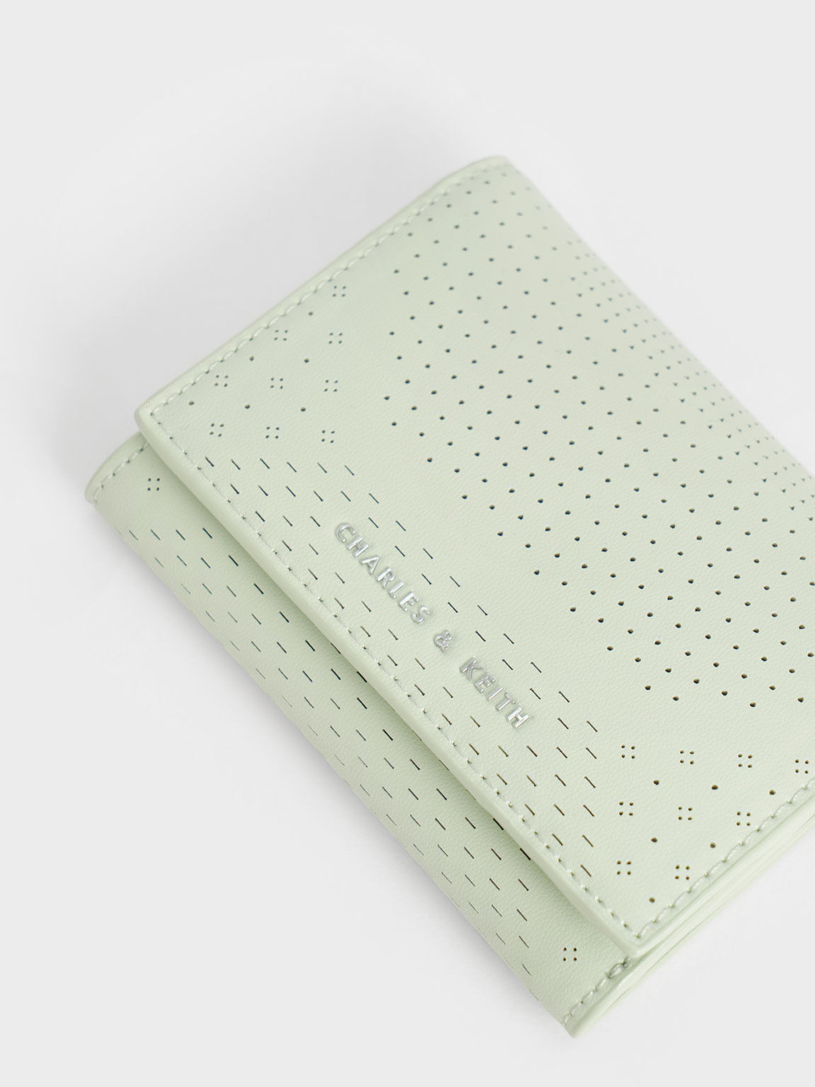 Lorain Perforated Wallet, Mint Green, hi-res