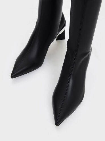 Giày boots cổ cao Devon Metallic Blade-Heel, Đen, hi-res
