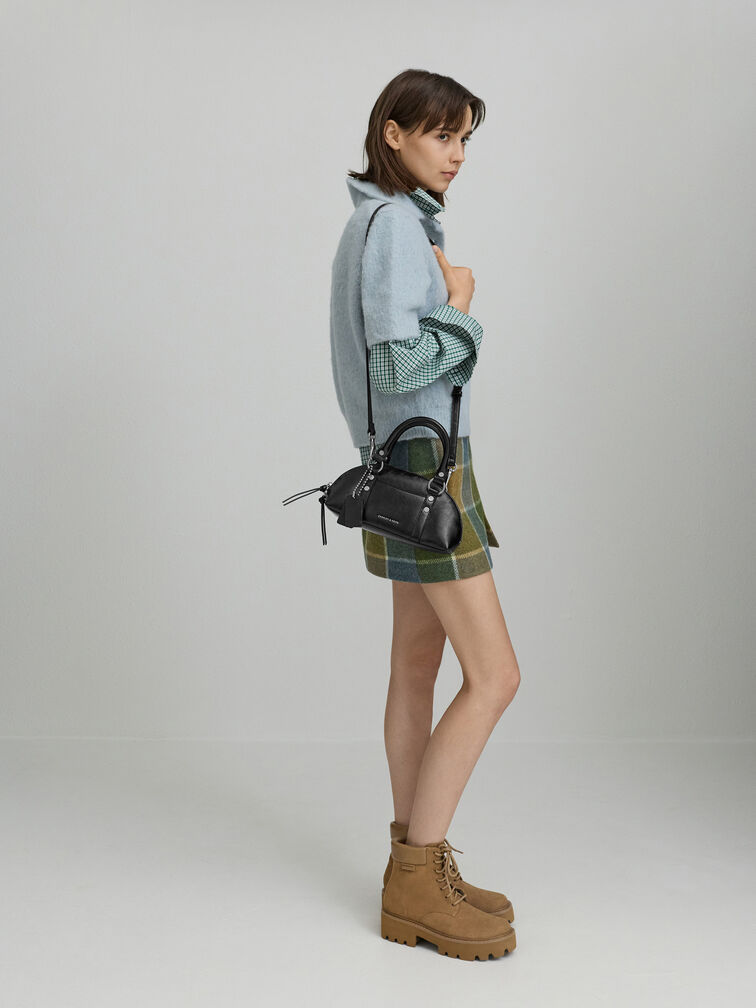 Tatiana Studded Bowling Bag, Noir, hi-res