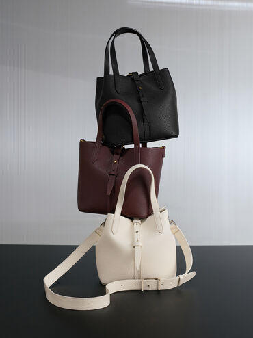 Túi xách hình thang Beryl Recycled Leather, Đen, hi-res