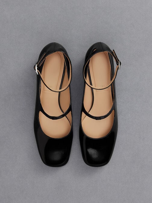 Claire Leather Mary Jane Pumps, Black Boxed, hi-res