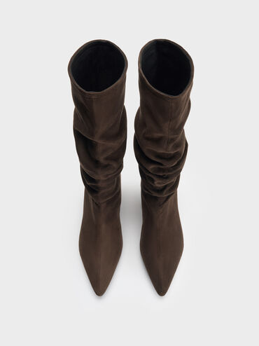 Gi&agrave;y boots cao g&oacute;t cổ cao, Dark Brown Textured, hi-res