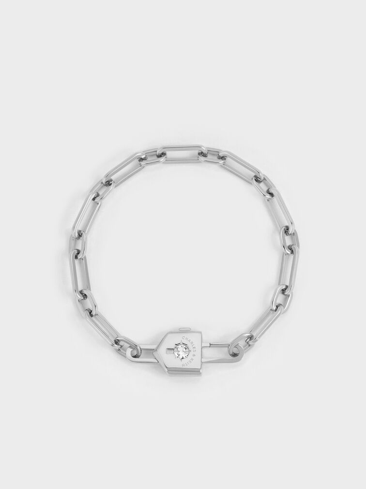 Lownyn Crystal-Lock Chain Bracelet, Silver, hi-res