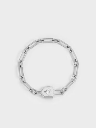 Lownyn Crystal-Lock Chain Bracelet, Silver, hi-res