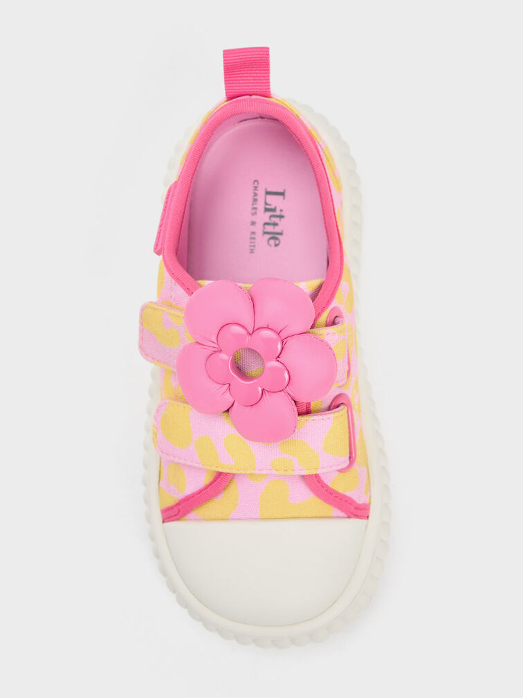 Giày sneakers bé gái Puffy Flower Printed, Hồng nhạt, hi-res