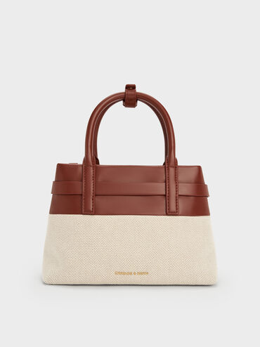 T&uacute;i x&aacute;ch h&igrave;nh thang Mini Behn Canvas Belted, Gạch, hi-res