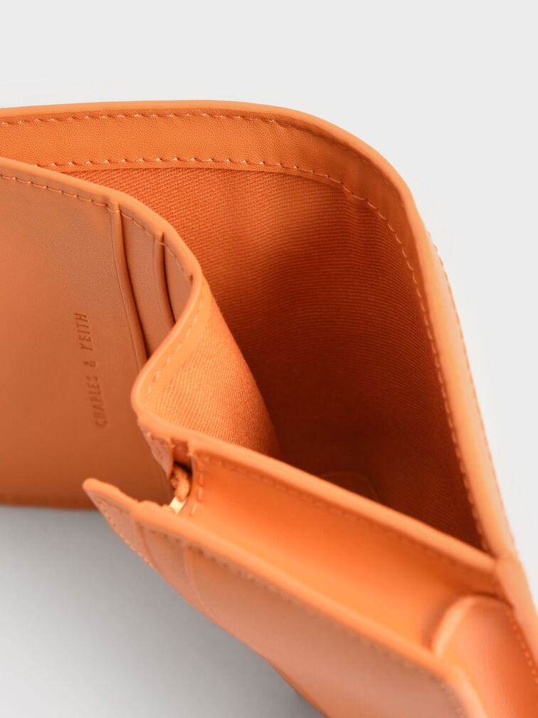 Cassia Snap Button Mini Short Wallet, Orange, hi-res