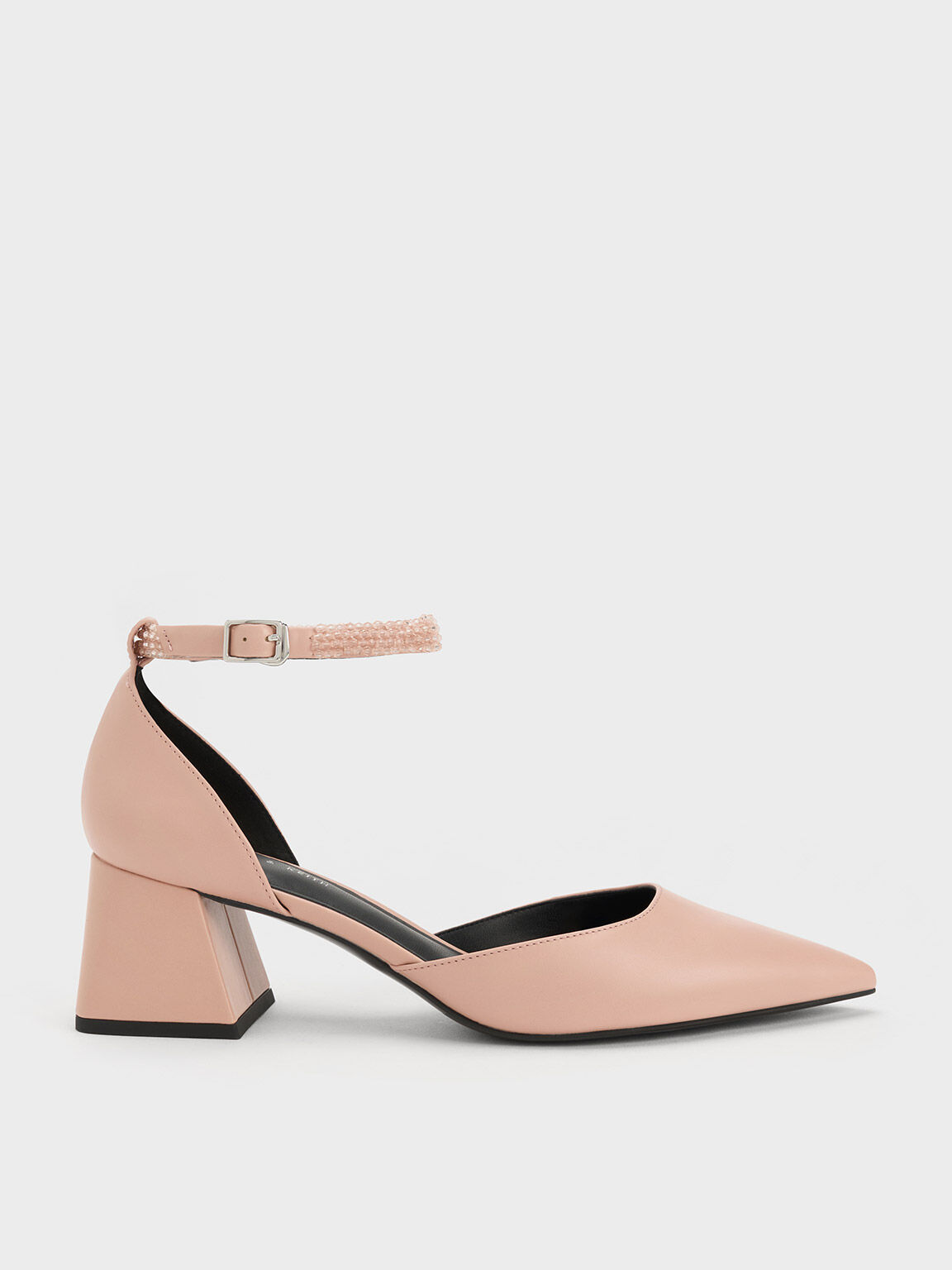 Nude Beaded Ankle-Strap D'Orsay Pumps - CHARLES & KEITH VN