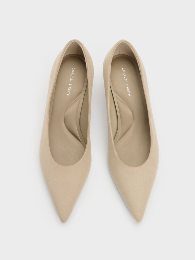 Emelia Faux Suede Kitten Heels, Beige, hi-res