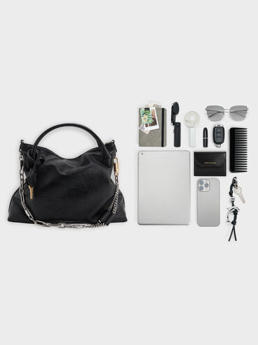 Delfina Chain Tote Bag, Noir, hi-res