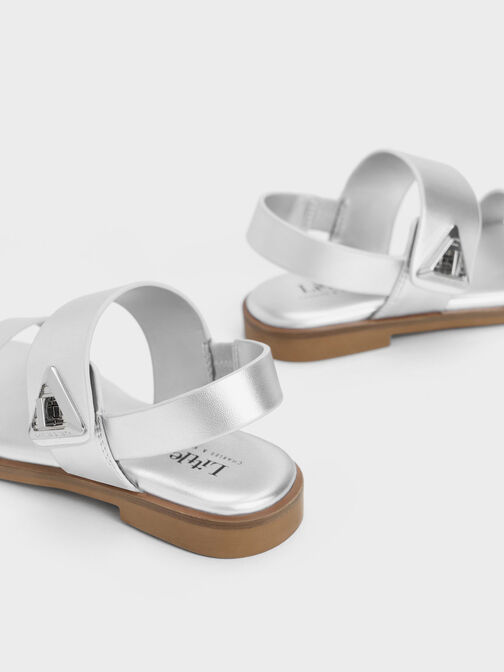 Giày sandals trẻ em quai ngang Trice Metallic Accent, Bạc, hi-res