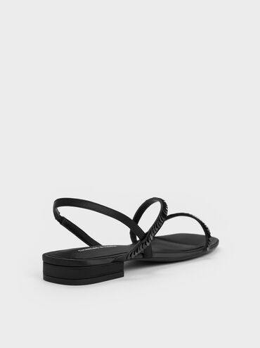 Gi&agrave;y sandals đế thấp Briella Sequinned, Đen họa tiết, hi-res