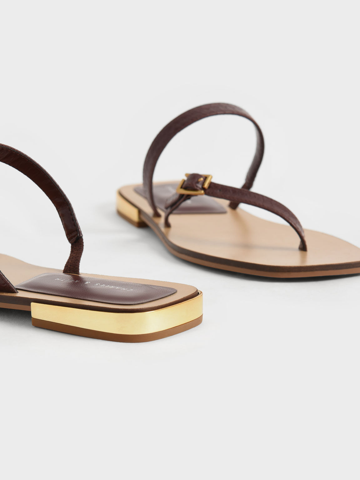 Giày sandals nữ quai mảnh Asymmetric Strap, Họa tiết da báo nâu, hi-res