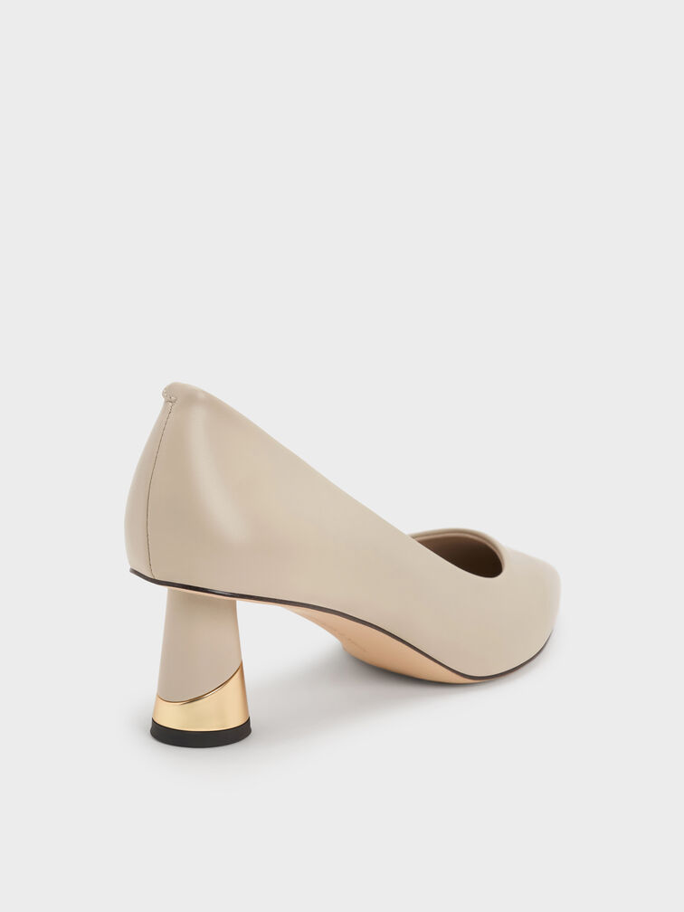 Metallic Sculptural Heel Pumps, Chalk, hi-res