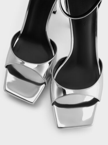 Gi&agrave;y sandals cao g&oacute;t Metallic Platform, Bạc, hi-res