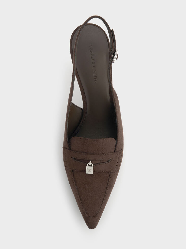Griselda Faux Suede Slingback Pumps, Dark Brown Textured, hi-res