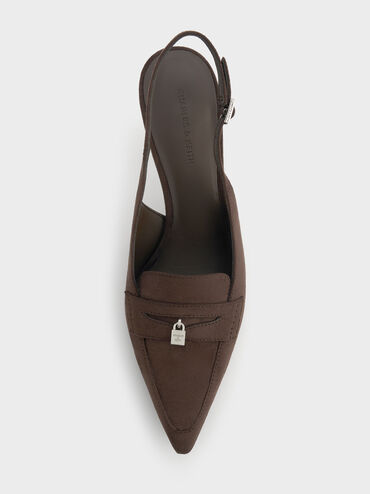 Griselda Faux Suede Slingback Pumps, Dark Brown Textured, hi-res