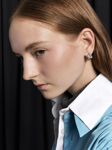 Khuyên tai Everest Crystal Star, Bạc, hi-res