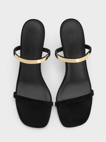 Gi&agrave;y sandals cao g&oacute;t Faux Suede Metallic-Accent, Đen họa tiết, hi-res