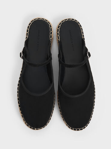 Bernadine Faux Suede Espadrille Mules, Black Textured, hi-res